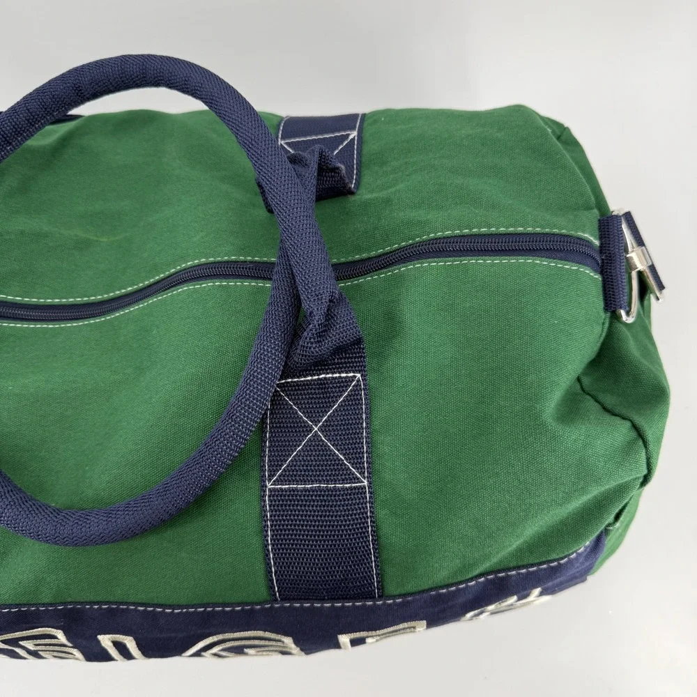 Tommy Hilfiger Duffle Bag L Green Navy Colorblock Cotton Embroidered Logo